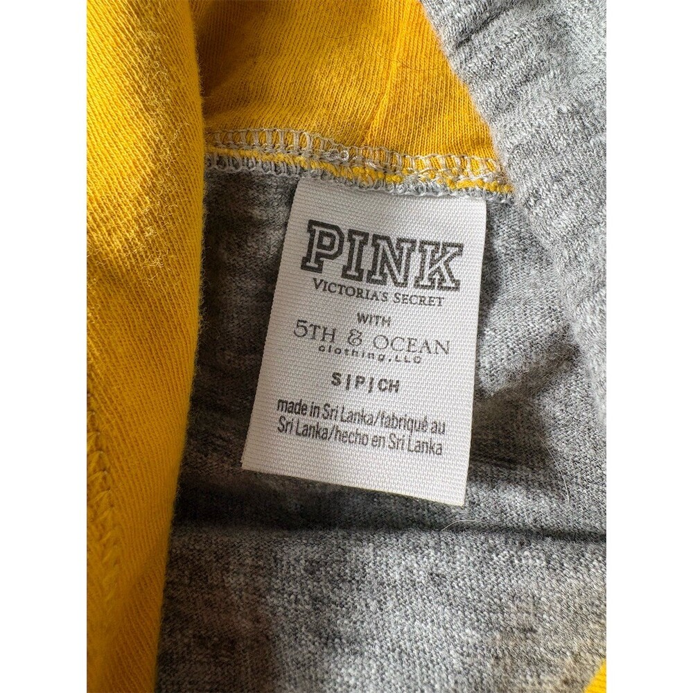 PINK Victoria’s Secret VCU Rams Hoodie Womens Small Heather Gray Yellow - Picture 8 of 9
